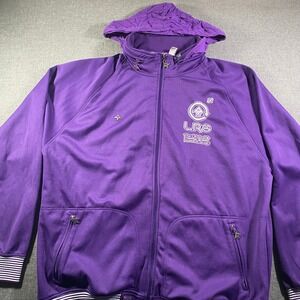LRG Mens Purple Full Zip Hooded Track Jacket 3XL Y2K Embroidered Packable Hood